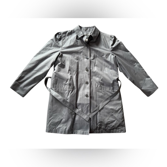London Fog Trench Coat Gray Removable Fur Liner Women Size 12 Reg EUC - Picture 1 of 8